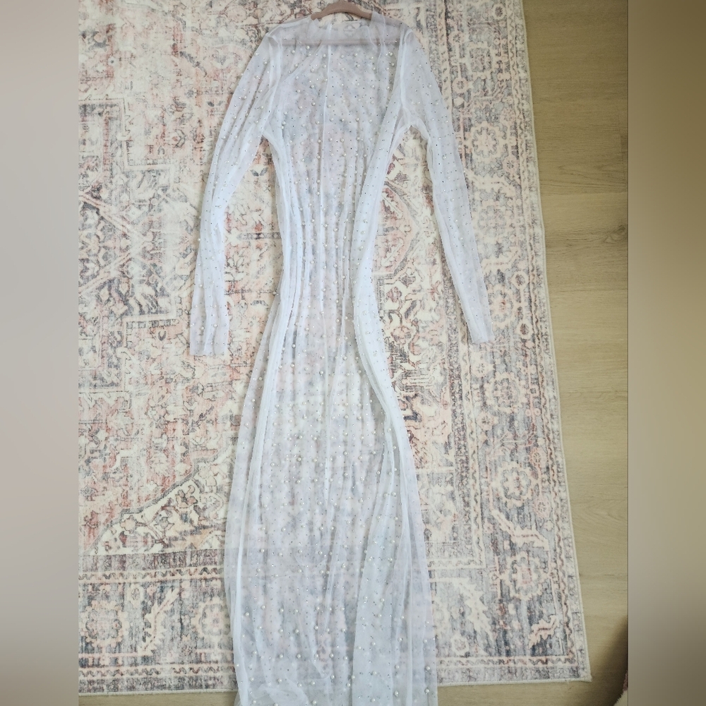 Elegant White Sheer Gown with Embellishments